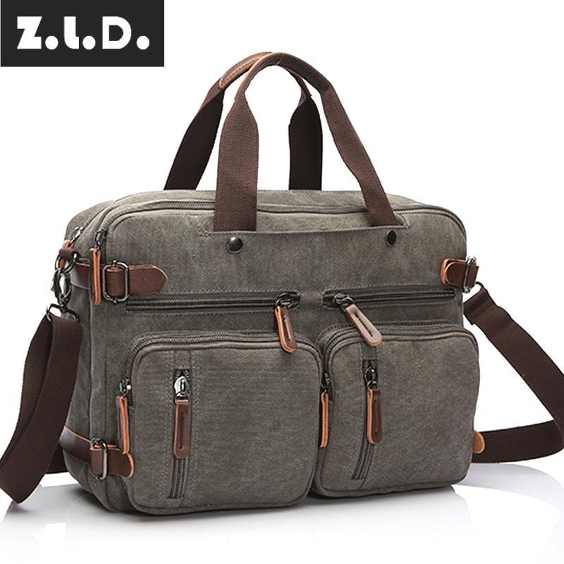 Z.L.D.New casual canvas bag business briefcase computer bag large-capacity handbag messenger bag multi-function travel bag bolso