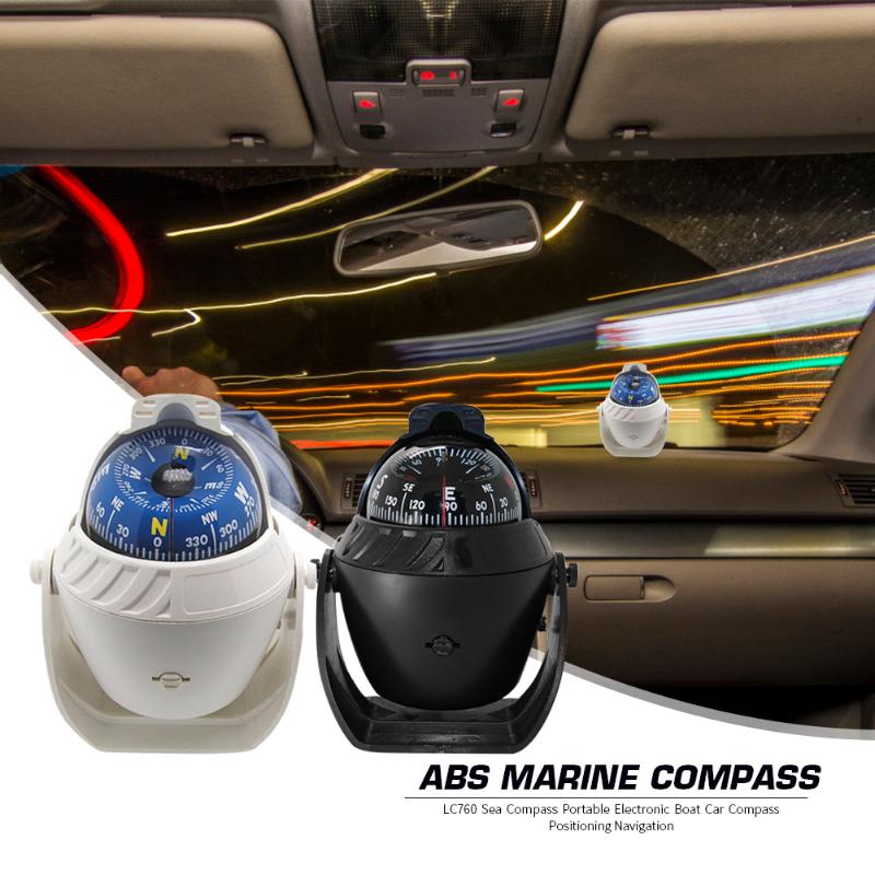 LC760 Marine Compass ABS Portable Durable Electronic Boat Car Vehicle Compass Navigation for Outdoor Car Supplies