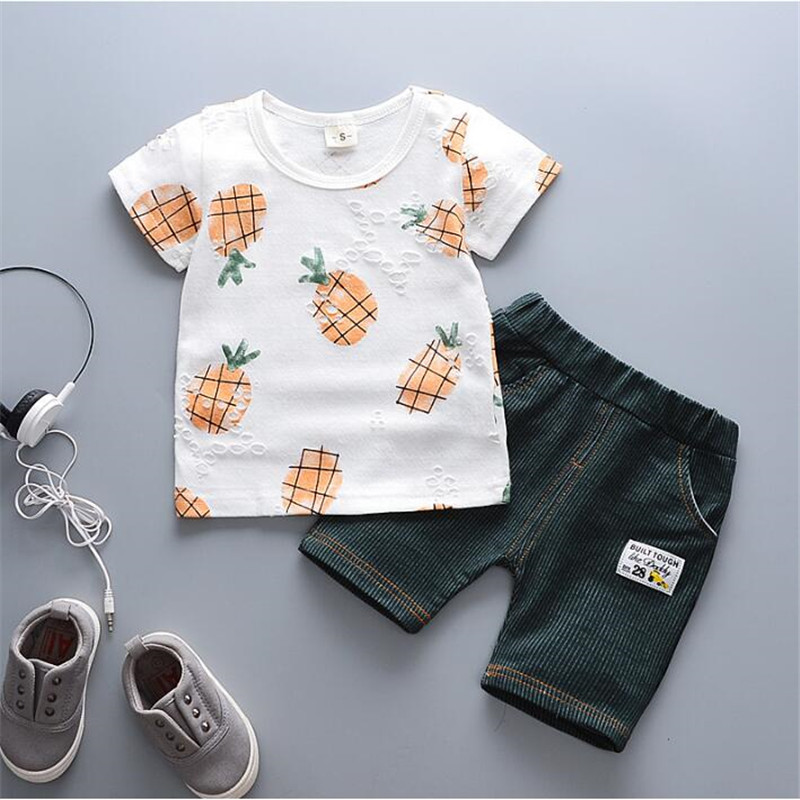 BibiCola summer baby boys clothing set casual short sleeve cotton tops+pants outfits sets 2pcs fashion toddler kids clothing set