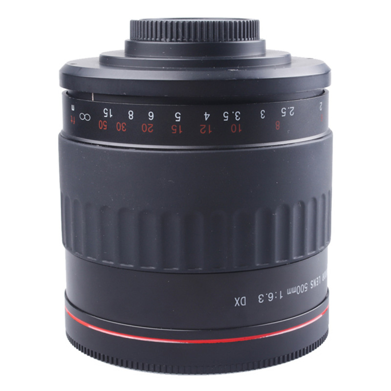 Black 500mm F6.3 Camera Telephoto Manual Mirror Lens + T2 Mount Adapter Ring for Canon Nikon Pentax Olympus Sony Fuji DSLR