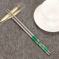 1Pair High Quality Chinese Style Length White Flower Pattern Stainless Steel Chopsticks Pair New Portable Chop Sticks Dropship