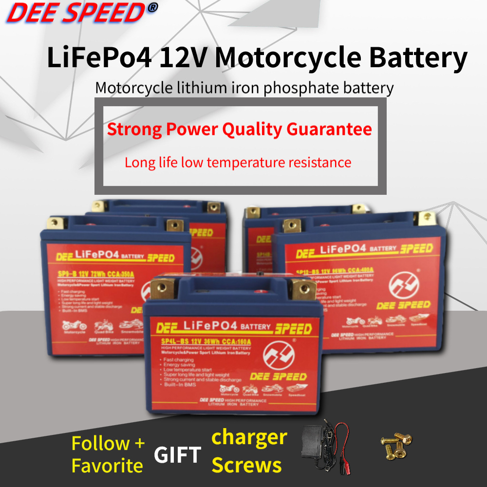 LiFePo4 12V motorcycle battery 7Ah 9 10Ah 12Ah 14Ah 20Ah with BMS lithium iron start ups bateria for 125 Motorbike 12v battery