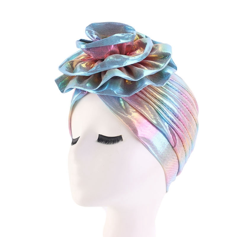 Heat Source Of Products For Ladies Laser Big Flower Headband Hat Turban Headwear Hijab Cap Muslim Bandans Hair Acessories