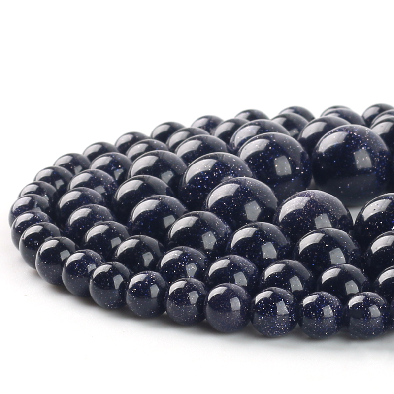 4 6 8 10 12 MM Natural Blue SandStone Round Loose Beads 16" Strand Pick Size For Jewelry Making