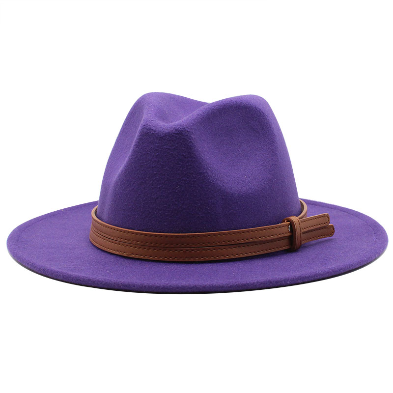 2020 fashion New Winter Wool Fedora Hat For Women Felt Cap Wide Brim Ladies Trilby Hat Men Panama Party Formal Top Hat 19colors