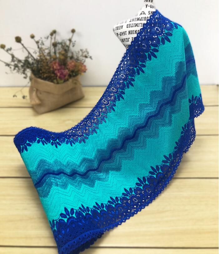 Hot New!1 Meter Blue Stretch Lace for Clothes Accessories High End Elastic Lace Fabric 23CM DIY Lace Trim
