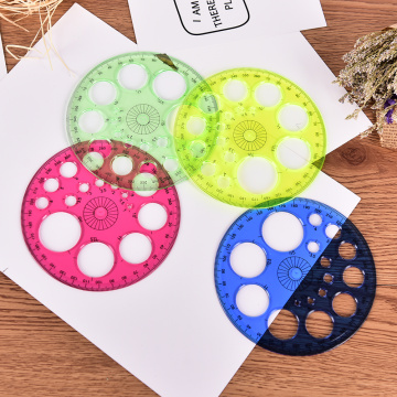 1pc Optional Four-color Stationery Rules For Kids Gift 11.5cm Foot Diameter 360 Degree Circular High-grade Patchwork Ruler