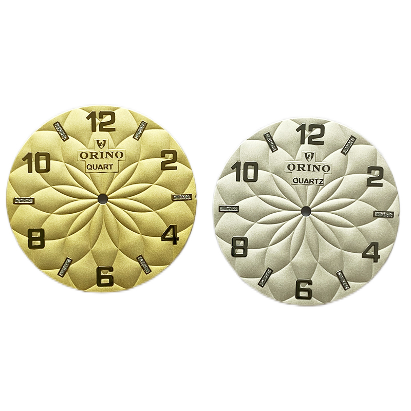 Stamped watch dial in flower pattern