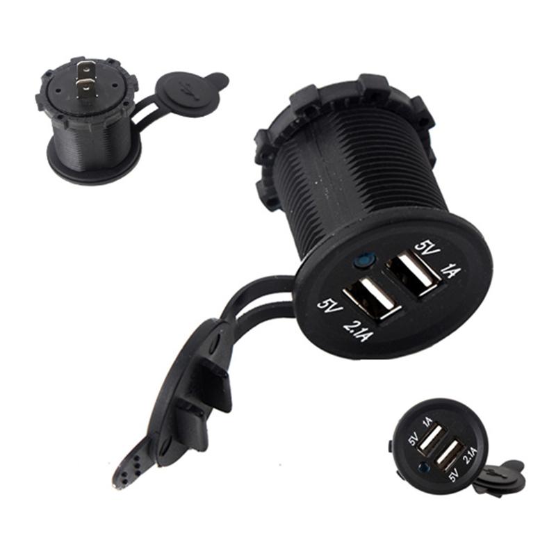 Car Charger With Cable Double USB Ports Modification Motorbike Scooter Car Modified Accessories Power Adapter Taking