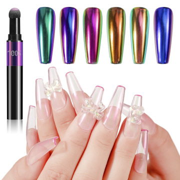 Nail Art Manicure Makeup Nail Glitter Chrome Holographic Mirror Effect Metal Powder Air Cushion Powder Pen Dropship TSLM1