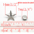 Free shipping -50 Sets Silver Tone Star Spike Rivet Studs Spots 14mmx13mm 7mmBag Leather Clothes J1280