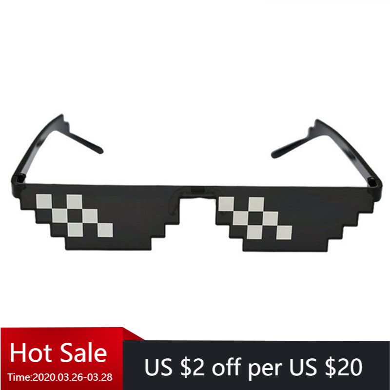 10pcs 8 Bit Thug Life Sunglasses Pixelated Men Women Brand Party Eyeglasses Mosaic UV400 Vintage Eyewear Unisex Gift Toy Glasses