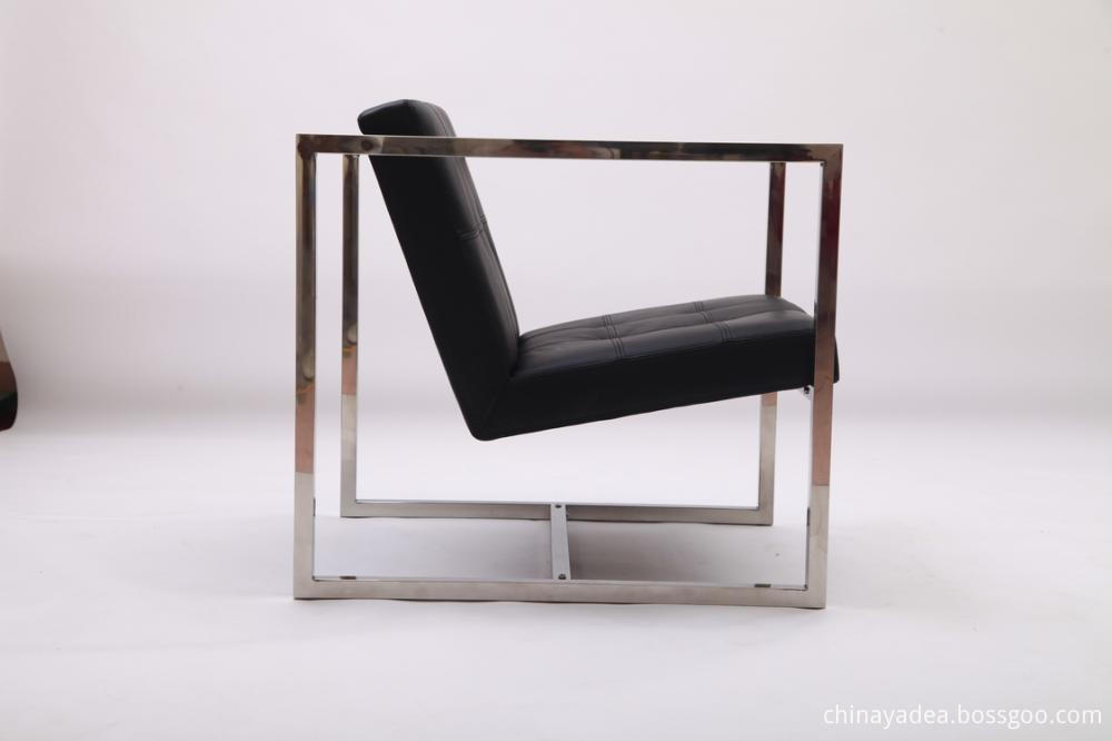 Modern Black Leather Angles Lounge Chairs
