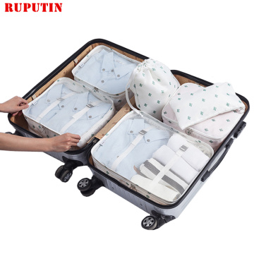 RUPUTIN New 6PCS/Set High Quality Cloth Waterproof Travel Mesh Bag In Bag Luggage Organizer Packing Cube For Travel Accessories