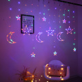 Moon Star Curtain Light 3.5M LED Fairy String Christmas Festival Night Light Wedding Party Room Decoration Lamp Curtain Light