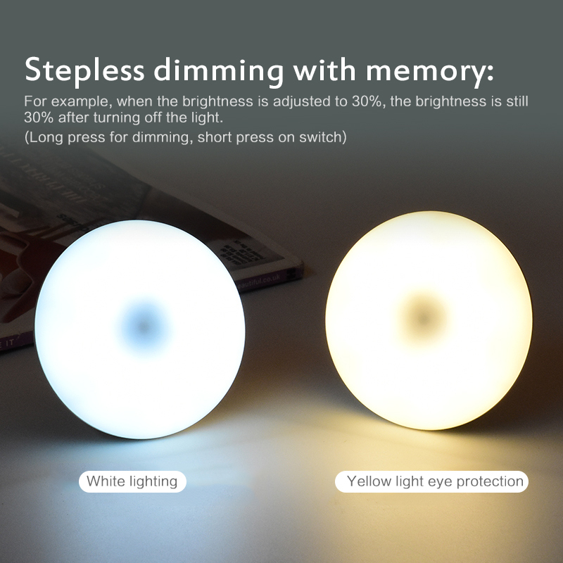 6 LEDs Touch Sensor Night Light Flashlight Magnetic Base Wall Lamp USB Charged Circle Portable Dimming Night Lamp