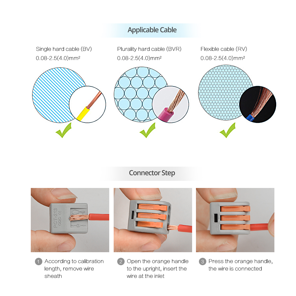 Universal Connectors Compact Wire Wiring 222-412 413 414 415 418 SPL-2 3 Connector Conductor Terminal Block Threader Splitter