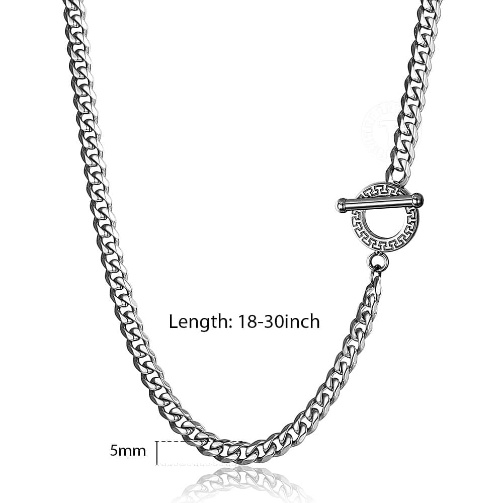 5mm/6mm Stainless Steel Necklace for Men Women Silver color Cuban Curb Cable Link Chain Toggle Clasp Wholesale Jewelry TNS007