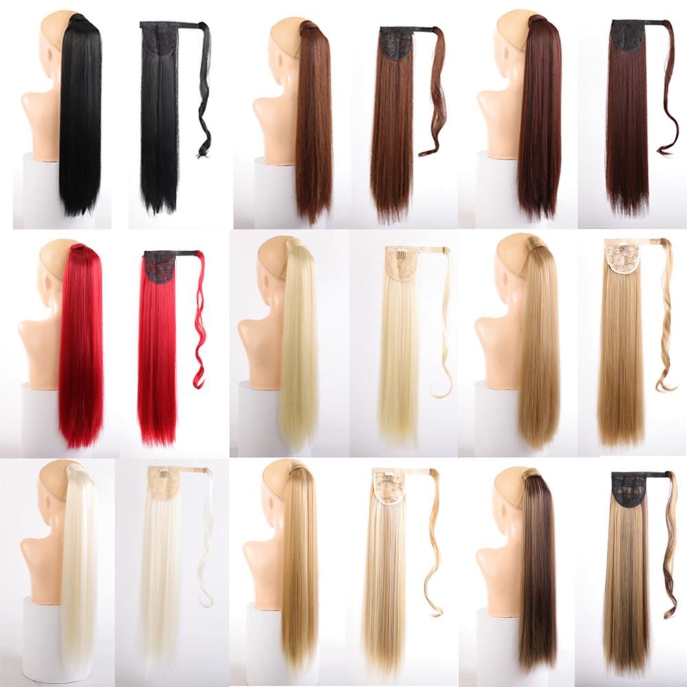 LVHAN Long Straight Wrap Around Clip In Ponytail Hair Extension Heat Resistant Synthetic Pony Tail Fake Hair