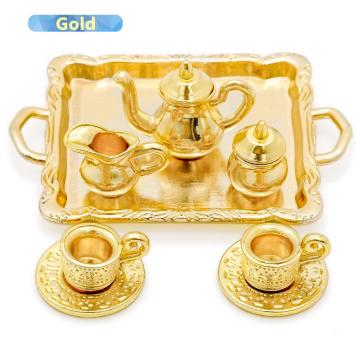 Odoria 1:12 Miniature 8pcs Tea Cup Set Teapot Plate Dollhouse Kitchen Tableware Dining Ware Decoration
