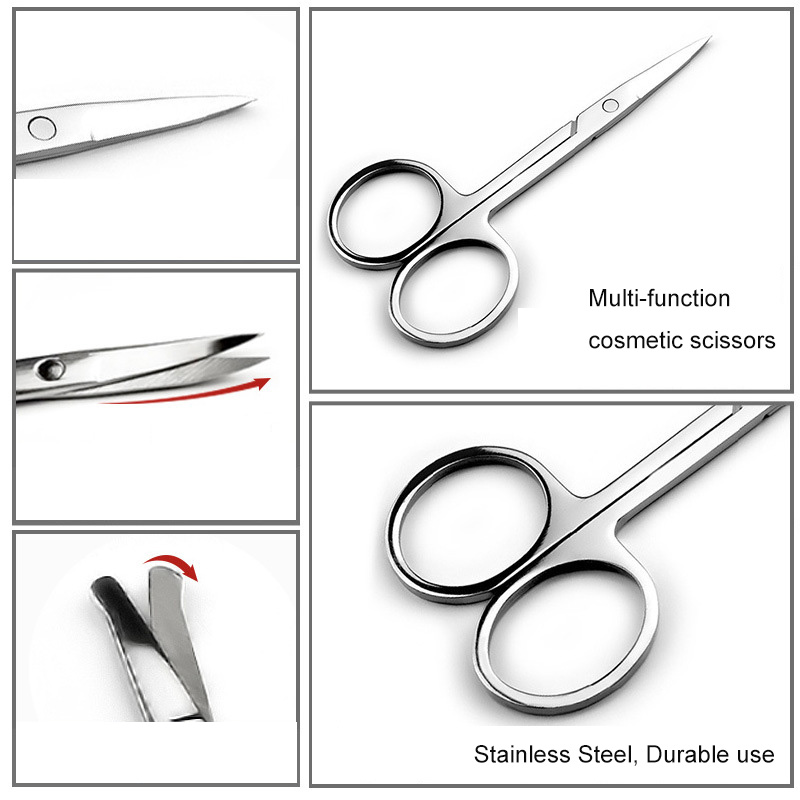 Cosmetic Scissors Round Straight Warped Sharp Mini Makeup Scissors For Eyebrow Eyelid Sticker False Eyelashes Nose Hair Cutting