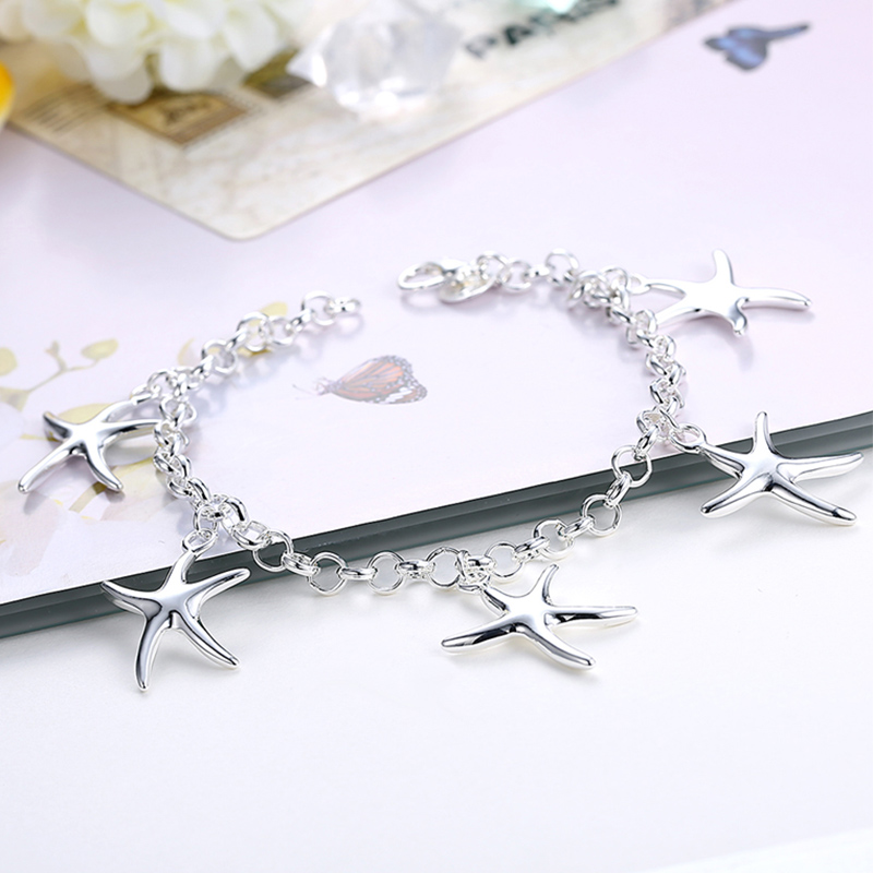 925 Silver Jewelry Set For Women Romantic Starfish Pendant Necklace Earring Bracelet Jewelry Set Valentine Gift