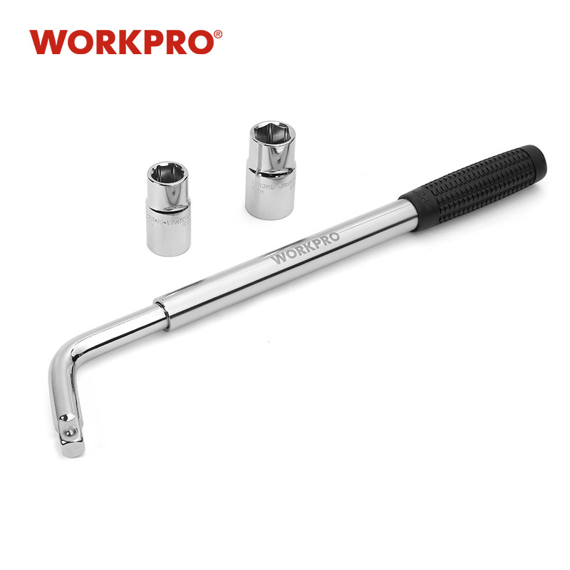 WORKPRO Telescoping Lug Wrench Spanner Lug Wheel Wrench with Sockets Wrench Car Repair Tools 17/19, 21/23mm