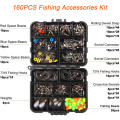 160pcs Fishing Accessories Kit Set With Fishing Tackle Box Including Fishing Sinker Weights Fishing Swivels Snaps Jig Hook Pesca