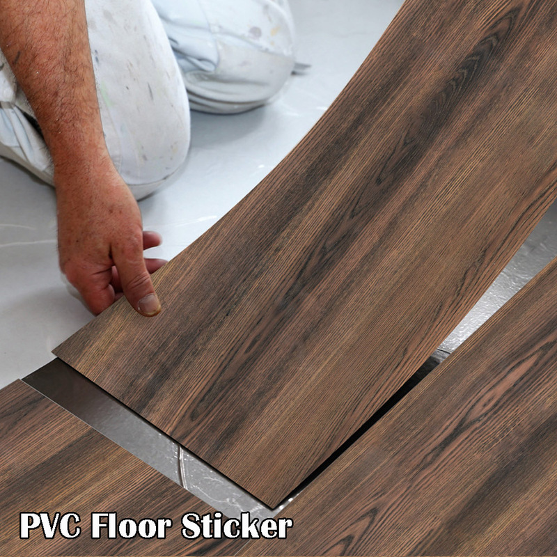 1 Pcs PVC Wood Grain Floor Sticker DIY Self-adhesive Bedside Decoration Wallpaper Waterproof Non-slip Wall Sticker Home Decor