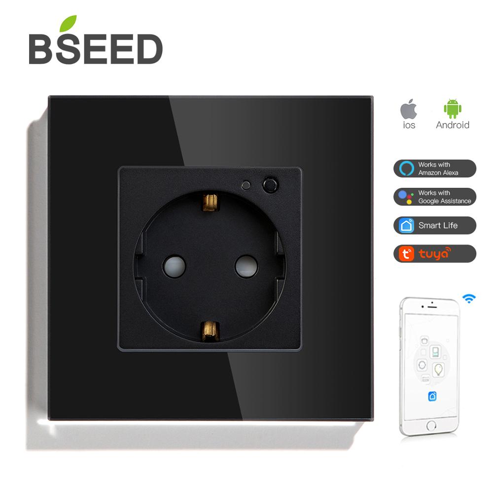 BSEED Single Wifi Wall Socket Work With Tuya Smart Life Socket WIFI Socket White Black Golden Colors 86*86mm For Smart Home