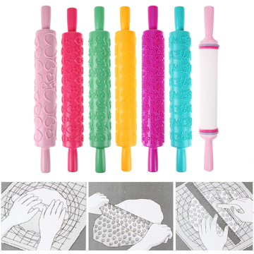 1 Pcs Rolling Pin Different Patterns Baking Tools Fondant Embossed Mold Cake Decorating Tool DIY Baking Accessoring Pink Yellow