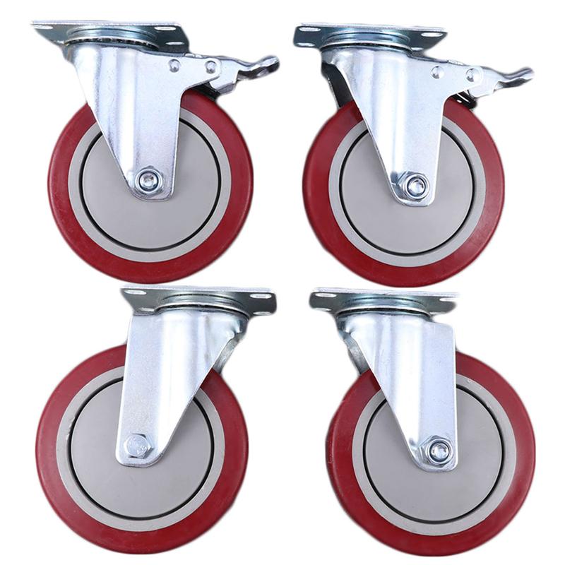 4PCS 5 Inch Furniture Casters Wheels Single-Axis Casters Swivel Caster Wheels Anti-Winding Roller Wheel For Platform Trolley
