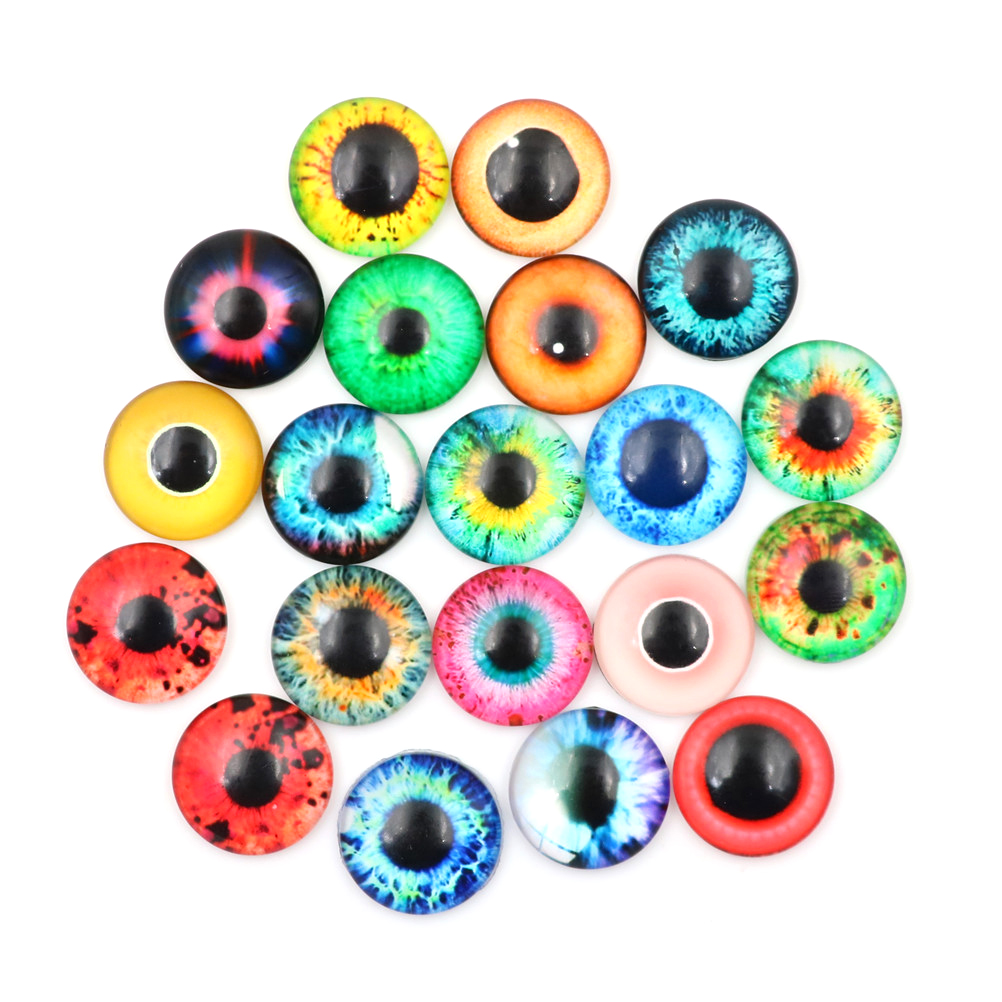 20Pcs 10/16/20mm Colorful Glass Dolls Eye No Self-adhesive Dinosaur Animal Eye Time Gem Accessories Craft Eyes For Toy