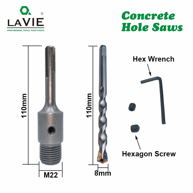 1 set SDS PLUS Concrete Hole Saw Electric Hollow Core Drill Bit 100mm Shank 110mm Cement Stone Wall Air Conditioner Alloy Blade
