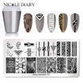 NICOLE DIARY Nail Stamping Plates Set Snake Marble Design Stamp Templates Image Printing Stencil Marple Leaf Pattern Plates