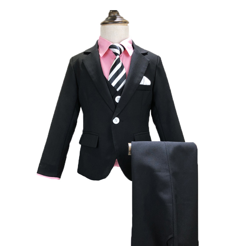 6pcs Children's Formal Suit Set Flower Boys Wedding Party Performance White Costume Kids Blazer Vest Pants Shirt Tie Clothes