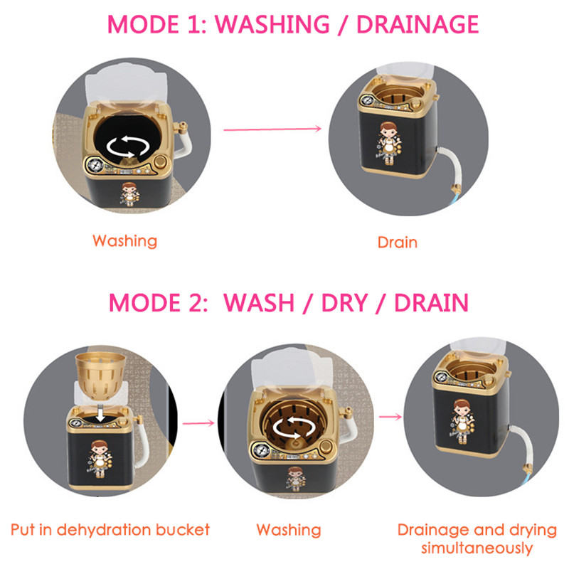 Educational Toy Mini Electric Washing Machine Makeup Brush Pretend Toys Useful for Wash Makeup Brushes Cleaner Tool