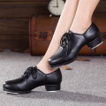 Leather Tap Dance Shoes for Children Boys Girls 3Years-15Y Students Lacing High-impact Aluminum Plate Taps Step dance Shoe 26-40