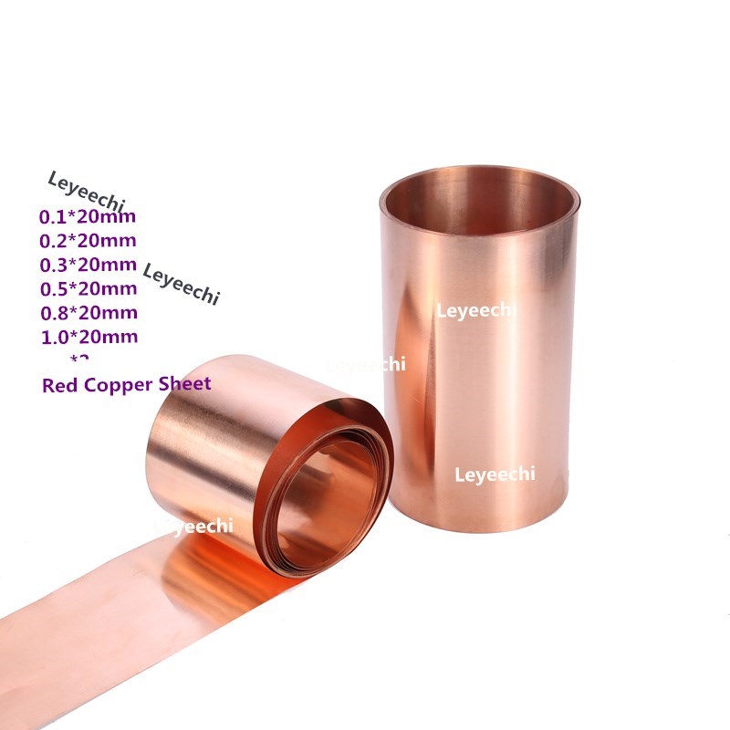 High quality Thick 0.1/0.2/0.3/0.5/0.8/1mm*W20mm, L=3meters, T2 Purple Copper Foil without Glum, copper sheet Mpa(295)