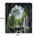 Forest Waterfall Shower Curtain for Bathroom Waterproof Non-slip Bath Mat Set Landscape Toilet Seat Cover Pedestal Rug