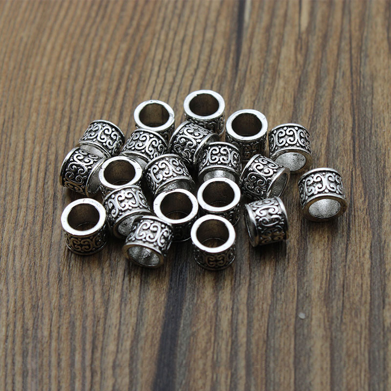 20pcs/lot Tibetan Silver Metal Spacer Beads for Jewelry Making, Big Hole 6mm Loose Spacer Beads Findings Bracelet Necklace DIY