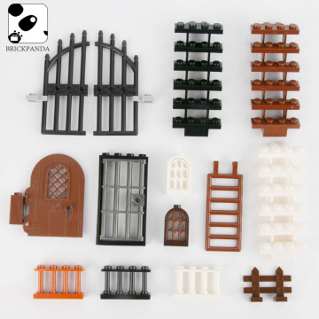 City House Accessories Bricks Window Fence Stairs Door Mini Figure Parts Garden Military Building Blocks Toys Children