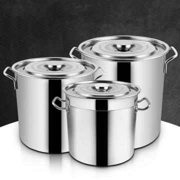 Stainless Steel Thick Stockpot Large Capacity Soup Pot Multipurpose Rice Bucket with Lid Handle Stock Pot Kitchen Cookware