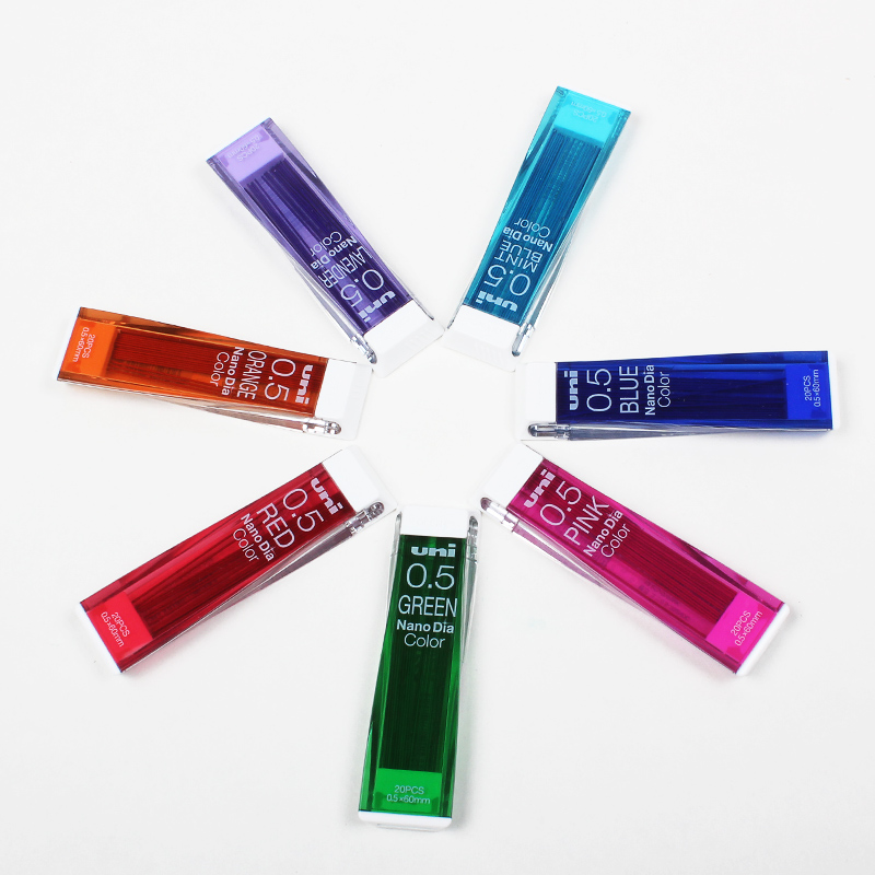 2Tubes UNI 202NDC Mechanical Pencil Lead Set 0.5mm Red/Blue/Mint Blue/Orange/Green/Pink/Lavender/Mix Color for Choose