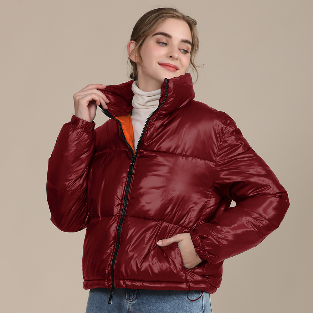 Zipper Short Puff Jacket for Women