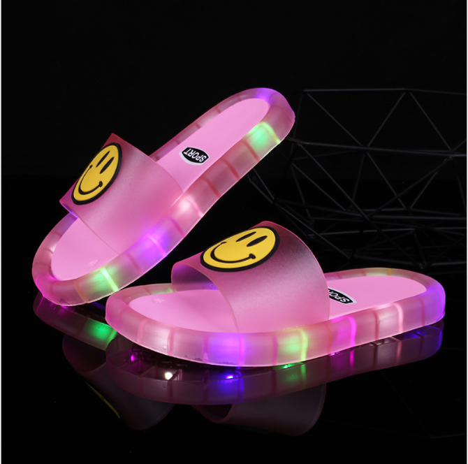 2021 Summer Girls Boys Luminous Slippers Children Soft PVC Shoes Toddler Kids Home Sandals Comfortable Baby Slides pink shoes