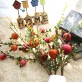 1Pc 4 Heads Artificial pomegranate fruit bean branch berries simulation flowers home decoration wedding fake flowers