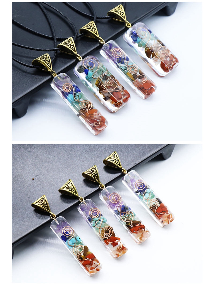 7 Chakra Energy Pendant Orgonite Necklace Rainbow Crystal Pendant Yoga Meditation Necklace Resin Jewelry for Women Men