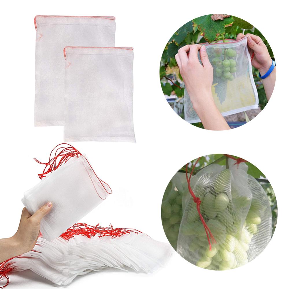 50Pcs/set Garden Netting Bags Vegetable Grapes Apples Fruit Protection Bag Agricultural Pest Control Anti-Bird Mesh Grape Bags