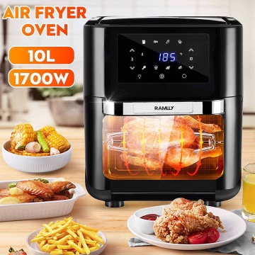 1700W 10L Oil free Air Fryer Oven Health Fryer Cooker Smart Touch LED Airfryer Pizza Multi function Smart Fryer for French fries